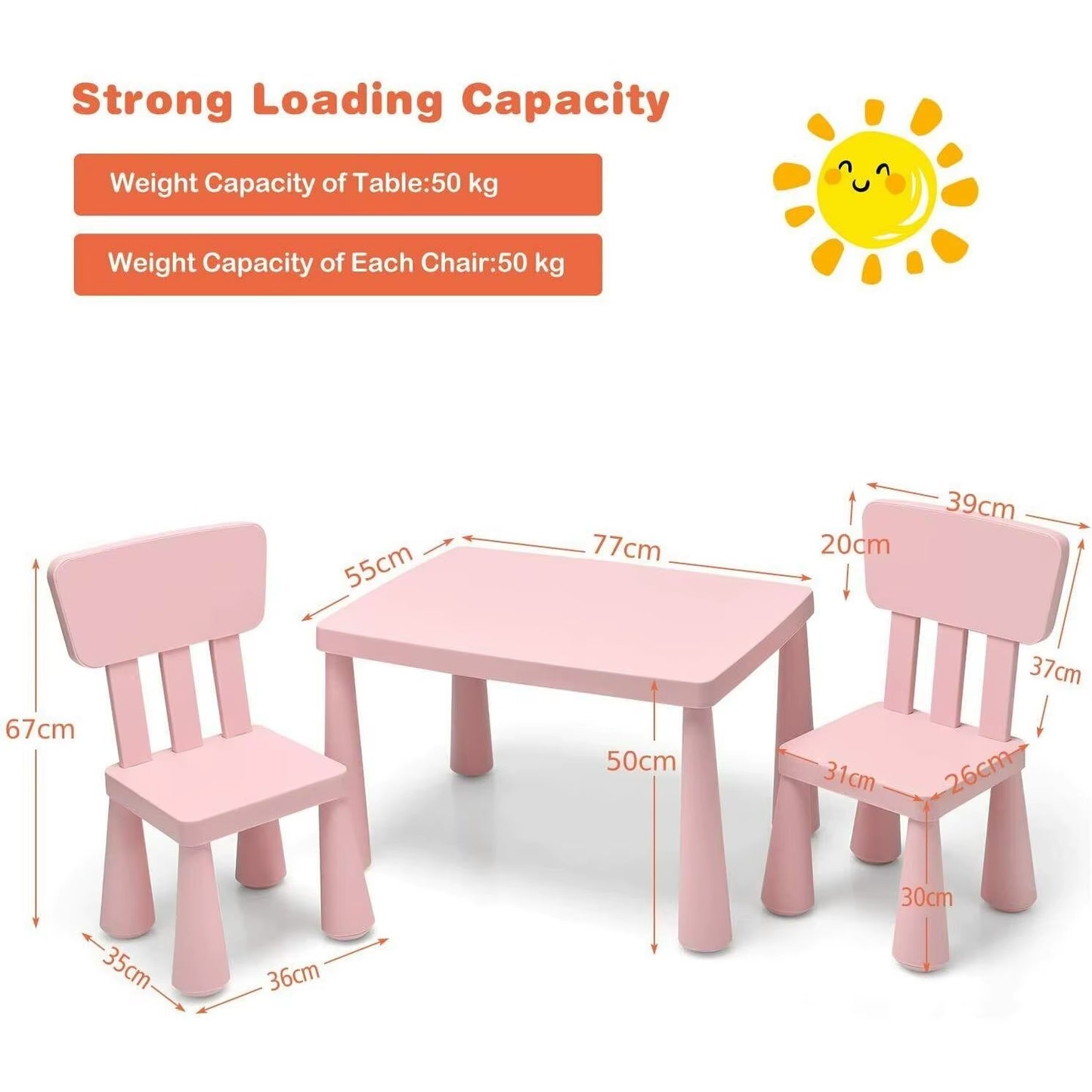 3 Pcs Kids Table and Chair Set Toddler Activity Center Children Writing Desk