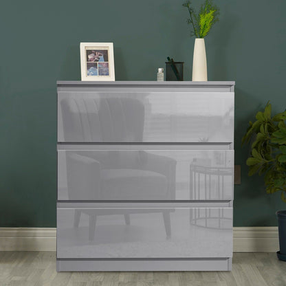 High Gloss Chest of Drawers Bedside Cabinet Tall Wide Storage Bedroom Furniture