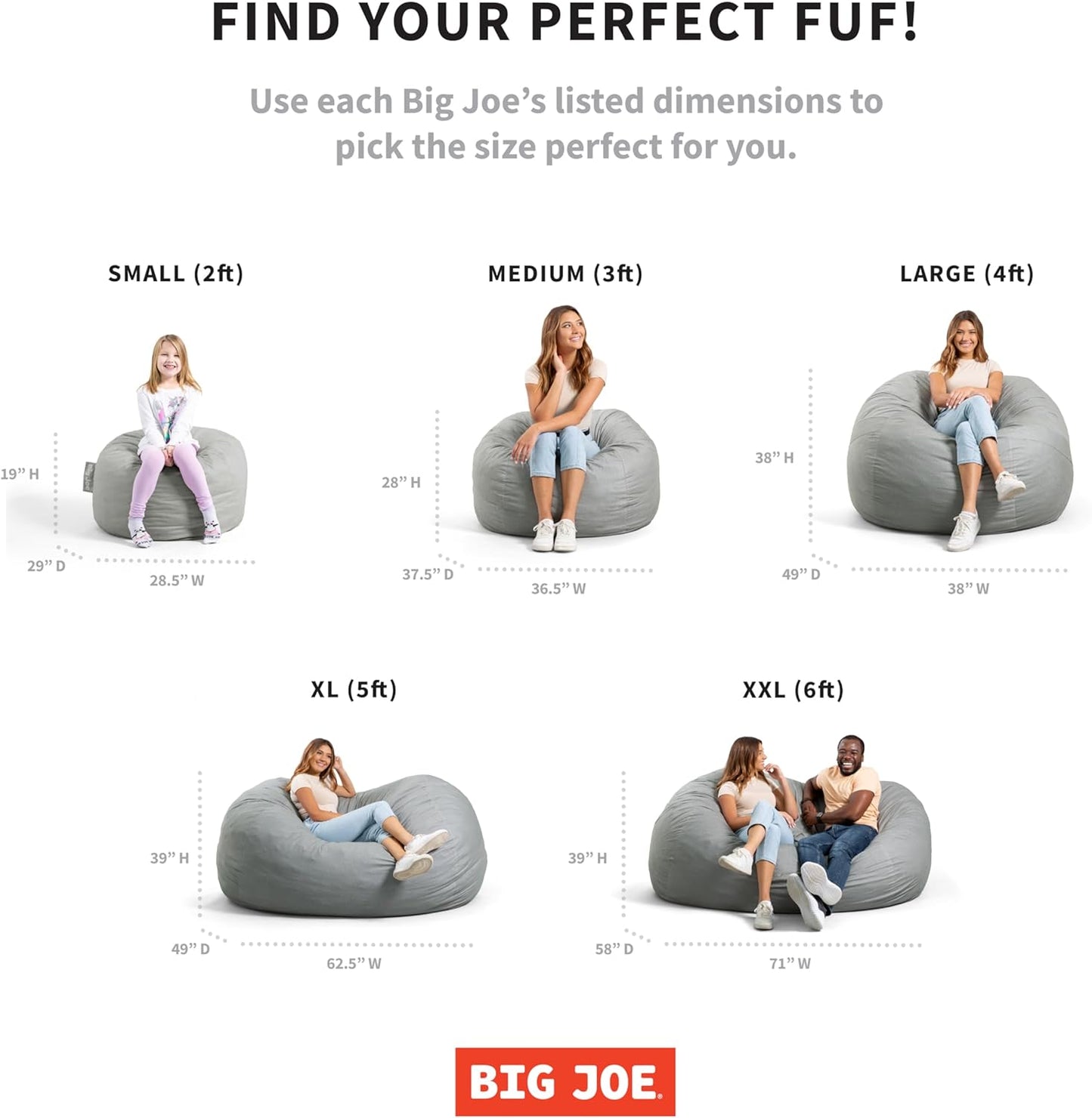 Fuf XL Foam Filled Bean Bag Chair with Removable Cover, Cobalt Lenox, Durable Woven Polyester, 5 Feet Giant