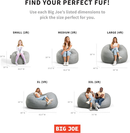 Fuf XL Foam Filled Bean Bag Chair with Removable Cover, Cobalt Lenox, Durable Woven Polyester, 5 Feet Giant