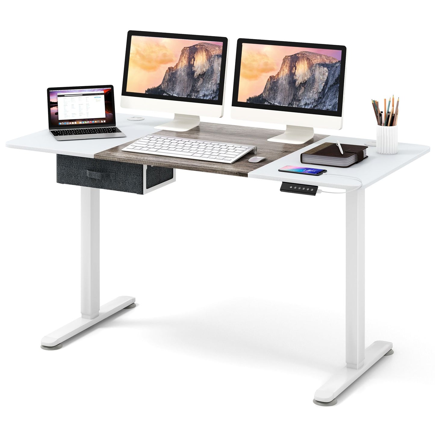 Electric Height Adjustable Standing Desk with USB Charging Port