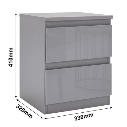 High Gloss Chest of Drawers Bedside Cabinet Tall Wide Storage Bedroom Furniture