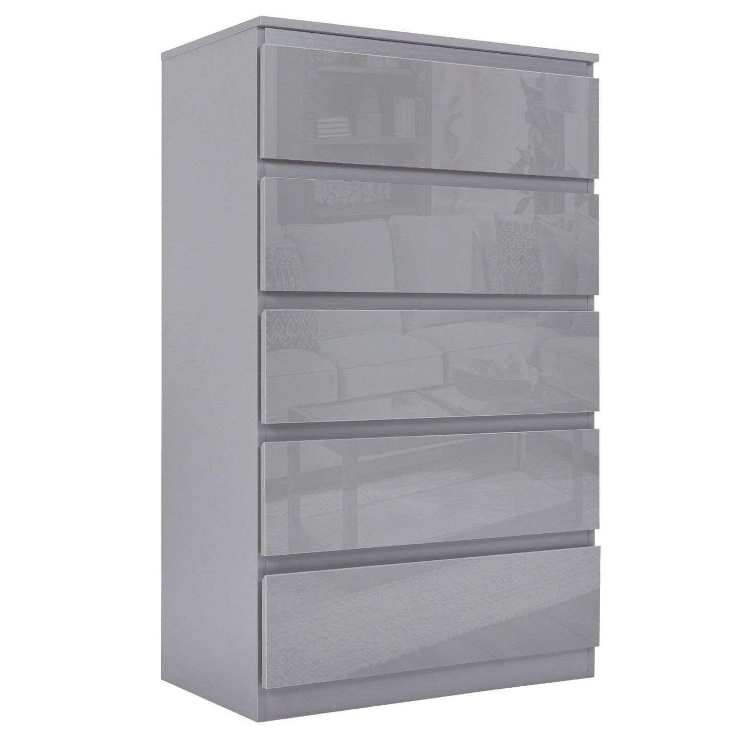 High Gloss Chest of Drawers Bedside Cabinet Tall Wide Storage Bedroom Furniture