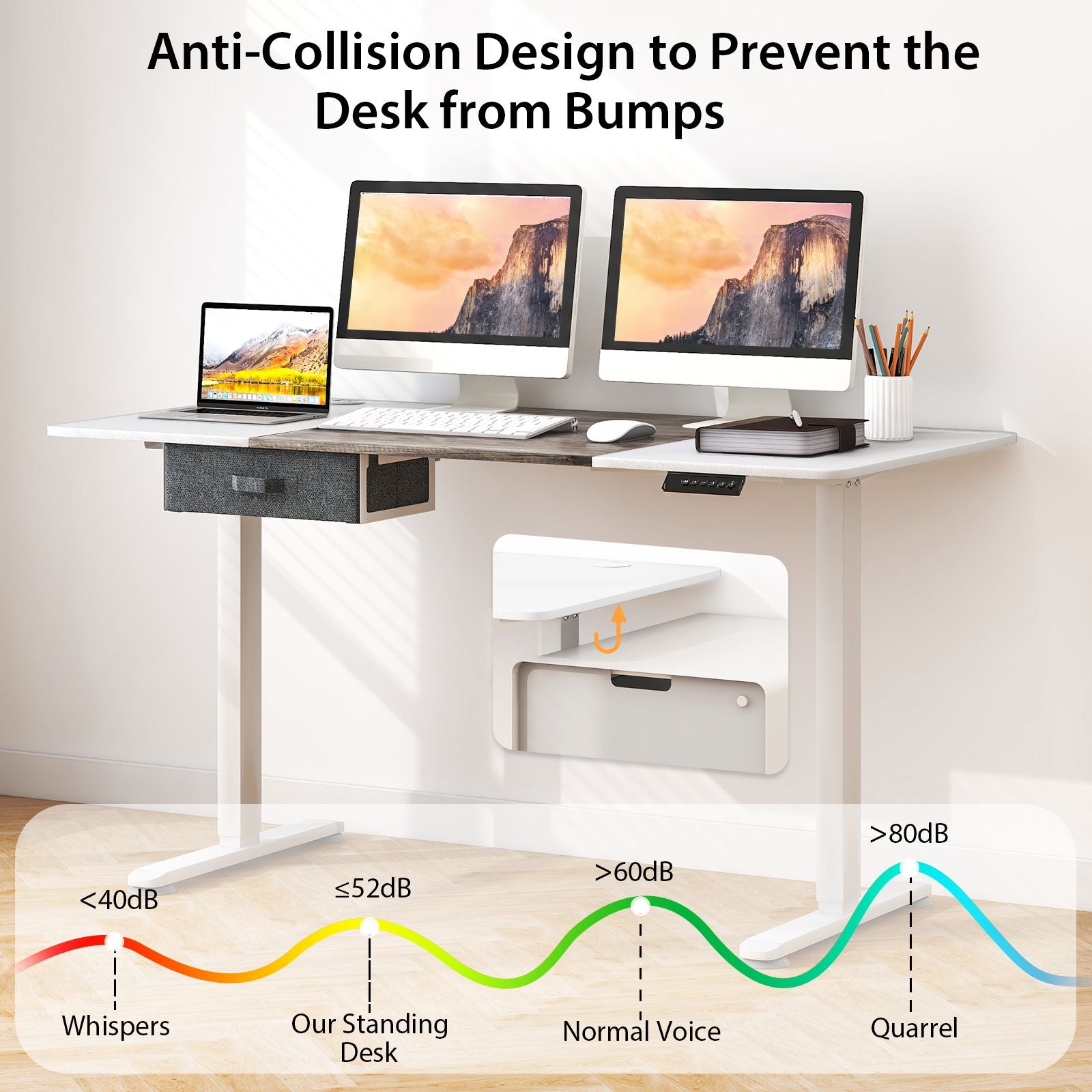 Electric Height Adjustable Standing Desk with USB Charging Port