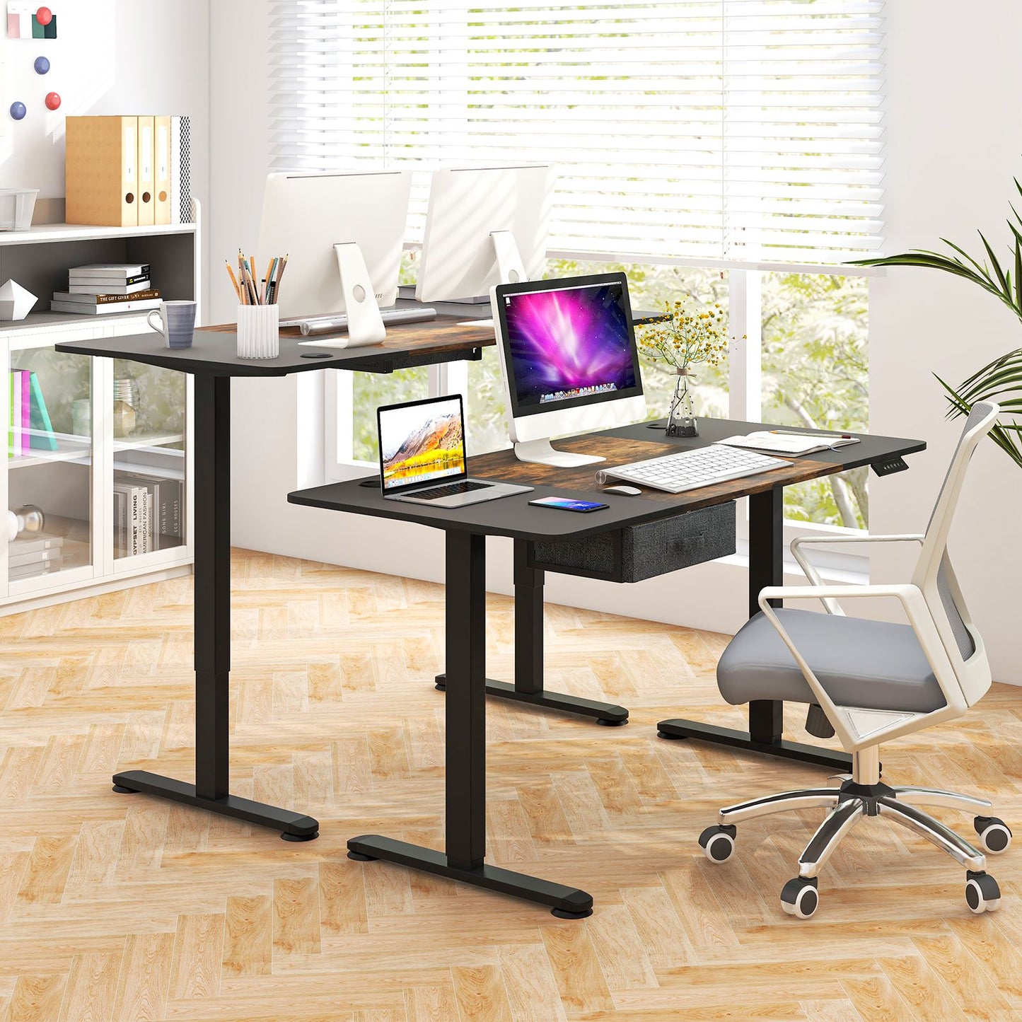 Electric Height Adjustable Standing Desk with USB Charging Port