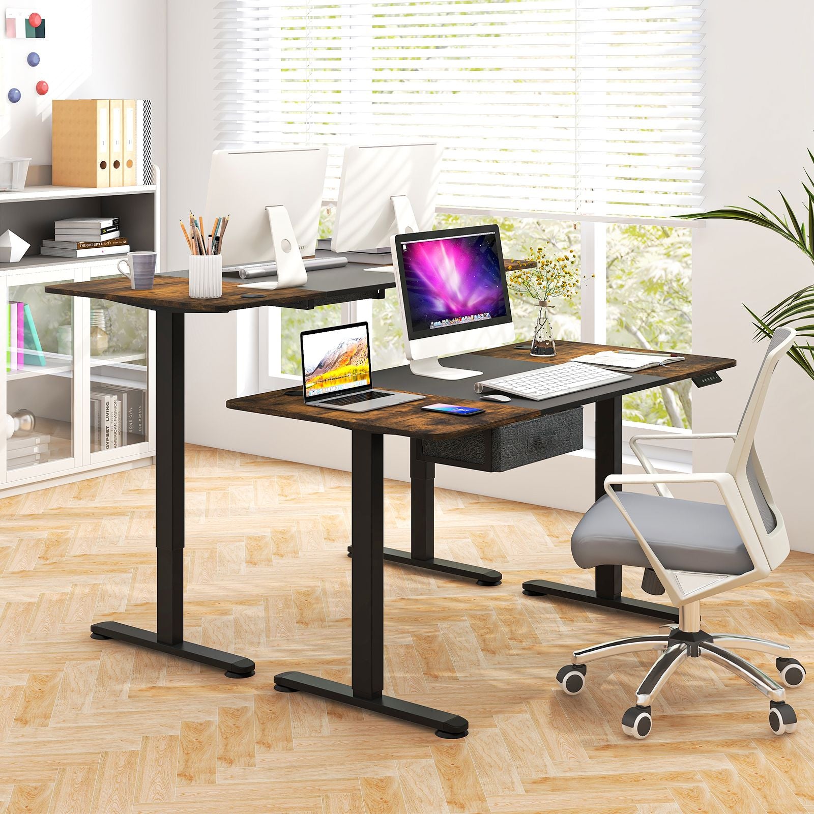 Electric Height Adjustable Standing Desk with USB Charging Port