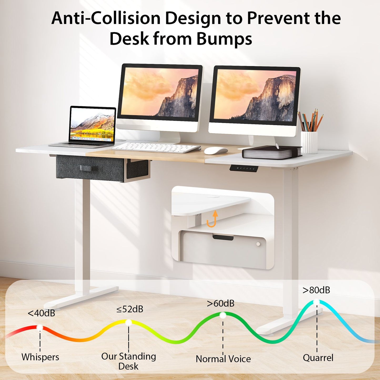 Electric Height Adjustable Standing Desk with USB Charging Port