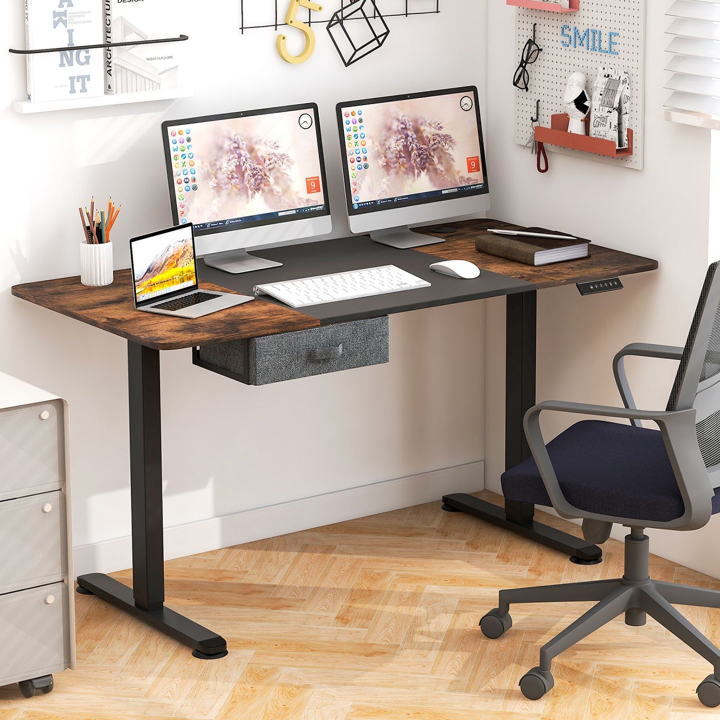 Electric Height Adjustable Standing Desk with USB Charging Port