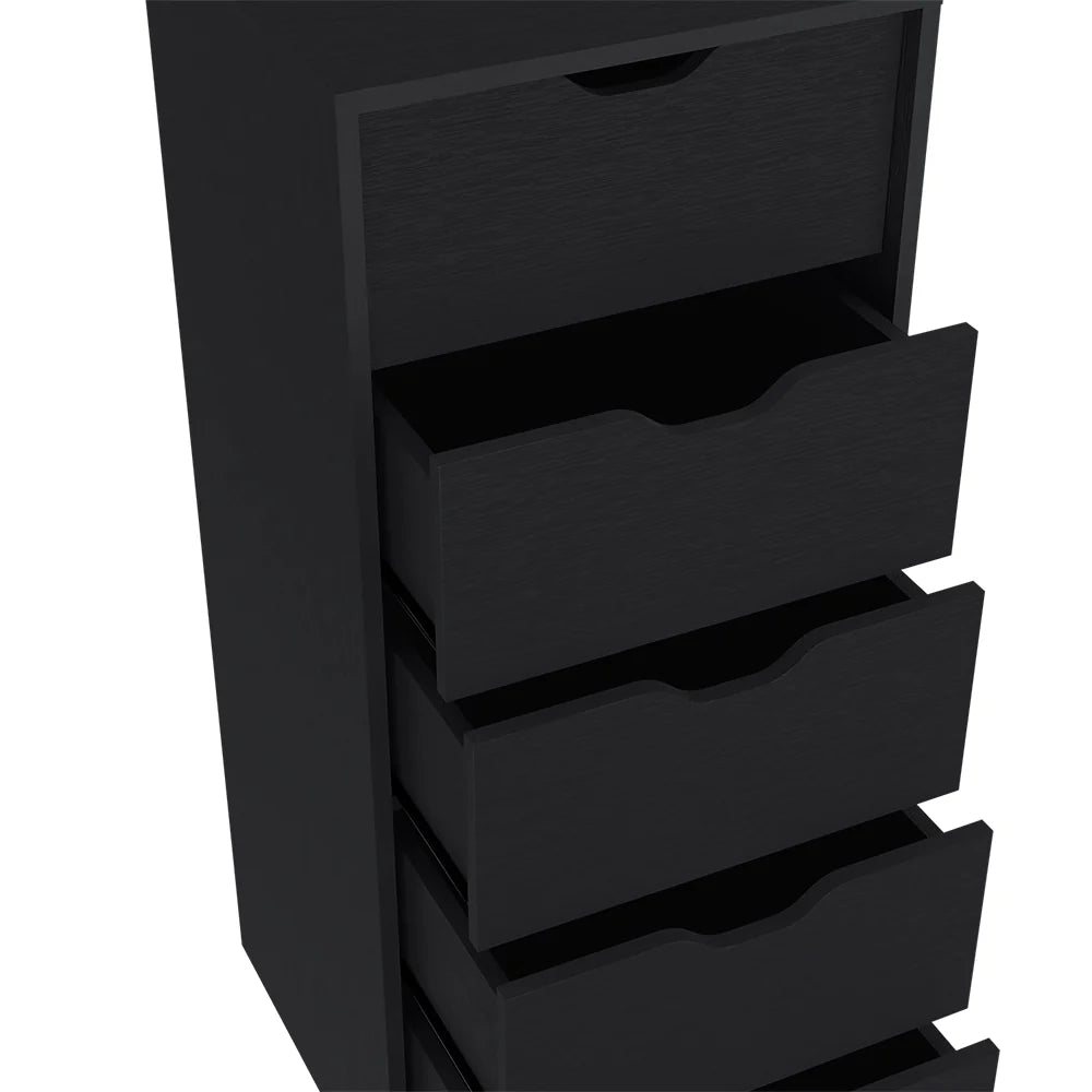 Dresser Kamran, Five Drawers Narrow, Black Wengue Finish