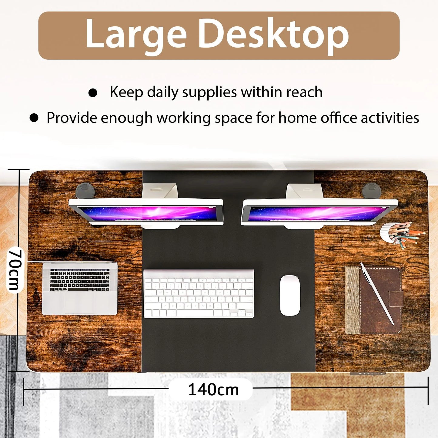 Electric Height Adjustable Standing Desk with USB Charging Port