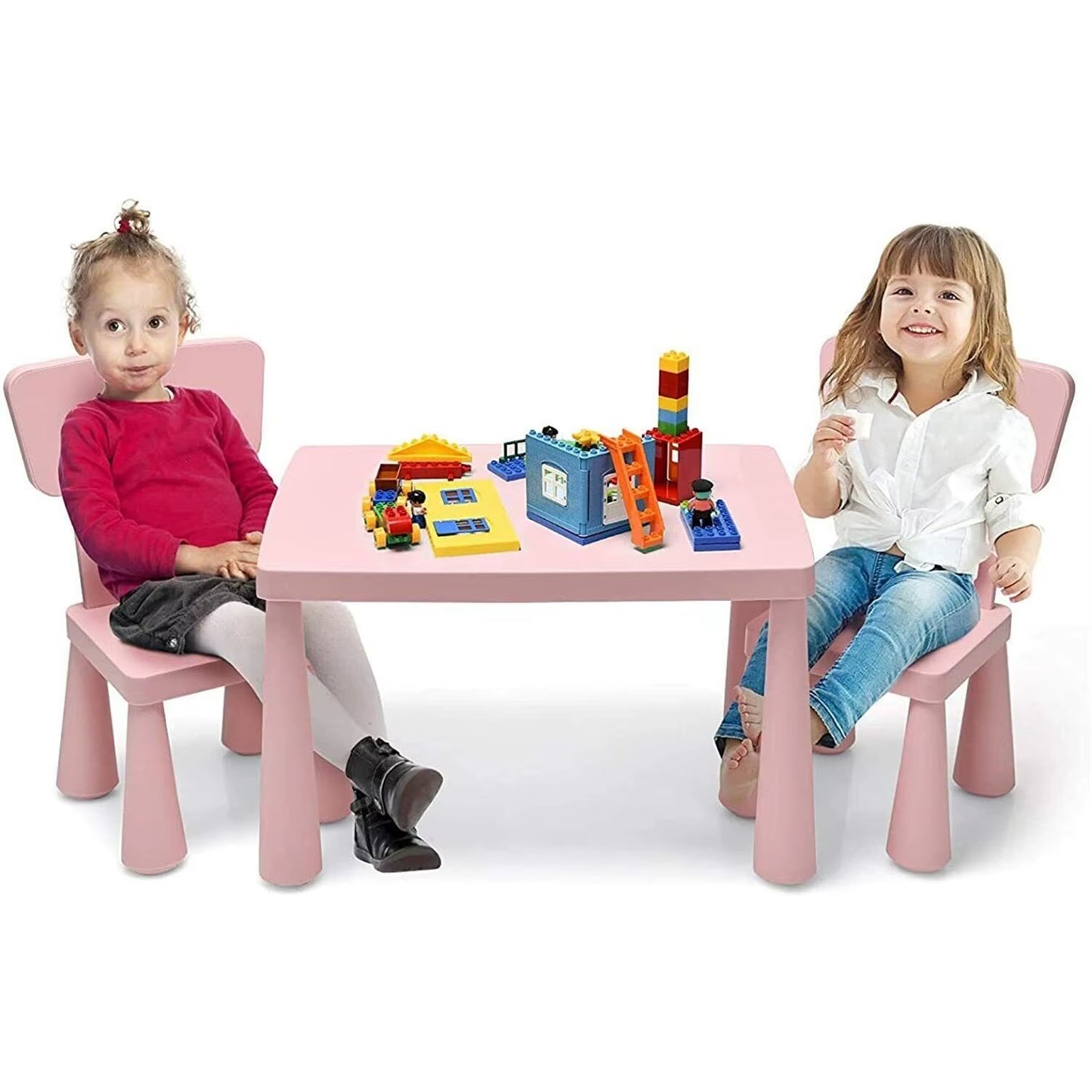 3 Pcs Kids Table and Chair Set Toddler Activity Center Children Writing Desk