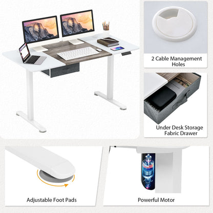 Electric Height Adjustable Standing Desk with USB Charging Port