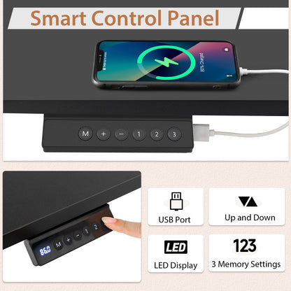 Electric Height Adjustable Standing Desk with USB Charging Port