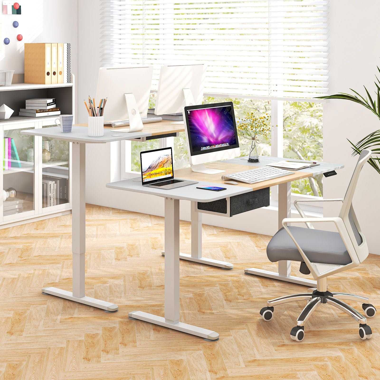 Electric Height Adjustable Standing Desk with USB Charging Port