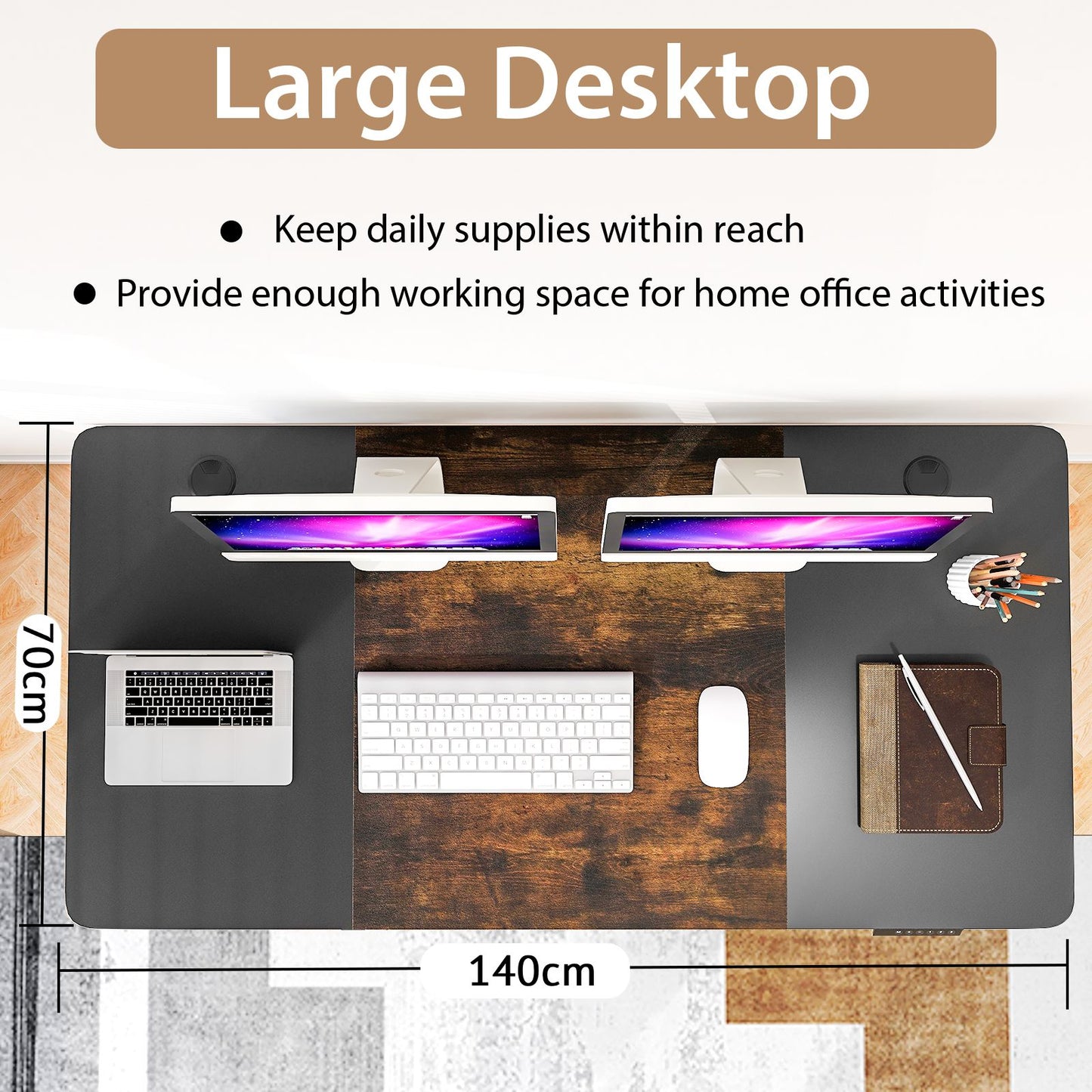 Electric Height Adjustable Standing Desk with USB Charging Port