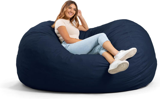 Fuf XL Foam Filled Bean Bag Chair with Removable Cover, Cobalt Lenox, Durable Woven Polyester, 5 Feet Giant