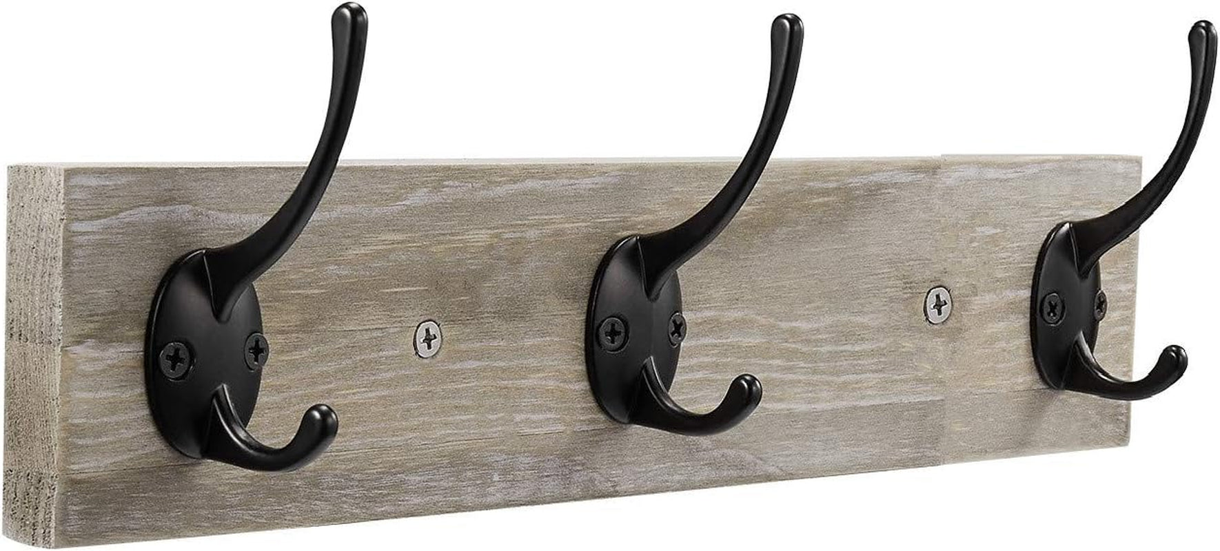 Wall Mounted Coat Rack,Wooden Entryway Vintage Rustic Coat Rack Hat Hanger Rack Zinc Die-Cast 3-Hook Rail for the Entryway, Bathroom, Bedroom, Kitchen, Mudroom (3 Hooks, Pinewood)