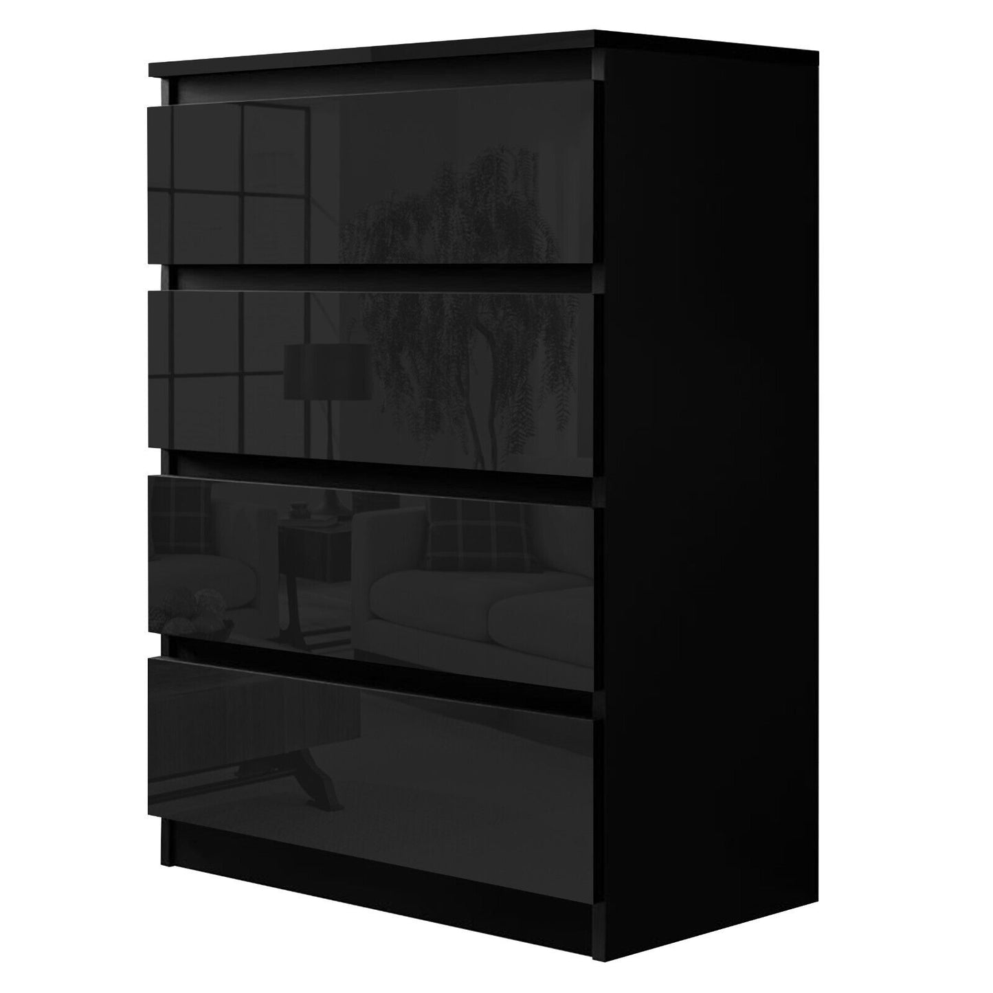 High Gloss Chest of Drawers Bedside Cabinet Tall Wide Storage Bedroom Furniture