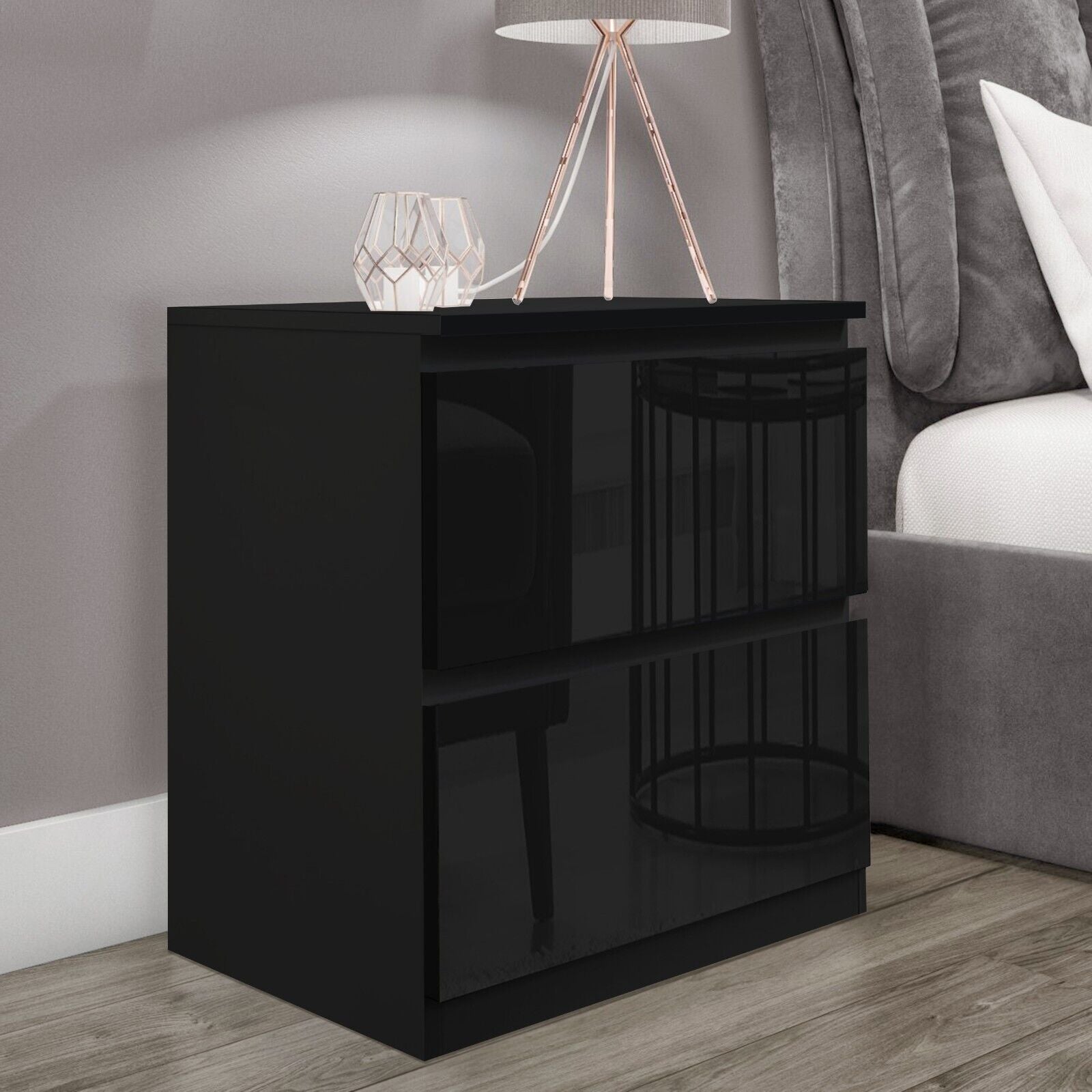 High Gloss Chest of Drawers Bedside Cabinet Tall Wide Storage Bedroom Furniture